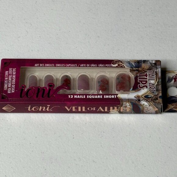 Ioni Veil of Allure Nail Art Tips – 12 Short Square Press On Nails Roses - Picture 5 of 5